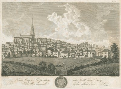 Walsall Town - North West View: gravering, nd [c 1798] af Stebbing Shaw