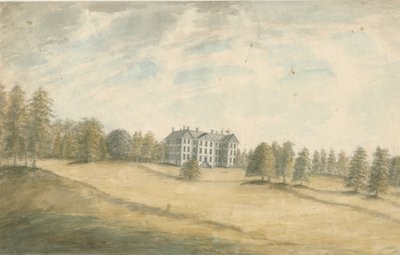 Wrottesley Hall: vandfarvemaleri, nd [1762-1802] af Stebbing Shaw
