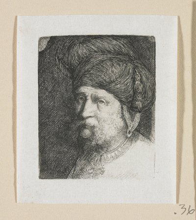 Hoved af en mand med turban af Stefan Juliusz Norblin de la Gourdaine