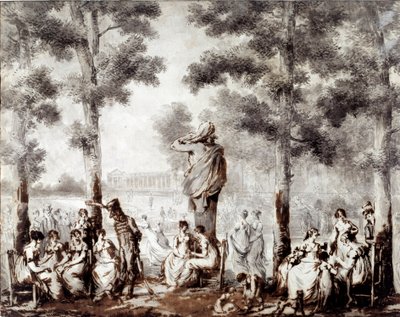 Udsigt over Tuileries terrasse i 1807 World udgang til parken. Tegning af Jean Pierre Norblin De La Gourdaine (1745-1830) 1807 Paris, Musee Carnavalet af Stefan Juliusz Norblin de la Gourdaine