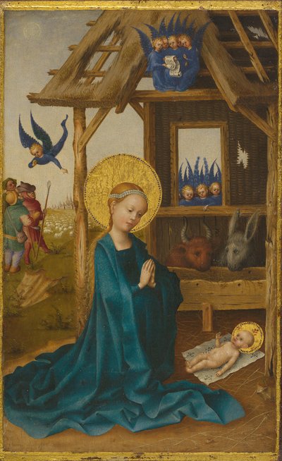 Geburt Christi (Rückseite: Kreuzigung Christi) af Stefan Lochner