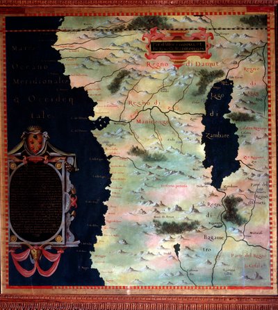 Vestafrika (Congo og Angola) Kort lavet af Stefano Bonsignori (? -1589) italiensk kosmograf og maler. Omkring 1581. Firenze, Palazzo Vecchio, Sala del Mappamondo af Stefano Buonsignori