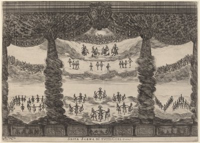 Sjette scene af hele himlen af Stefano Della Bella after Alfonso Parigi II