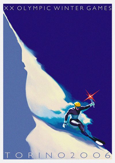 Officiel plakat for de XX olympiske vinterlege 2006 i Torino af Stefano Riboli