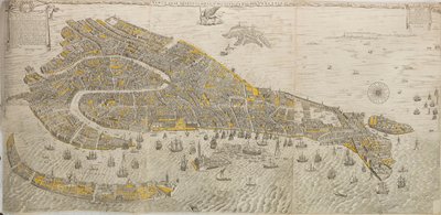 Sand og ægte tegning af byen Venezia. Panorama over Venedig, 1676. af Stefano Scolari