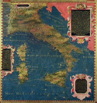 Kort over Italien fra det sekstende århundrede, fra 