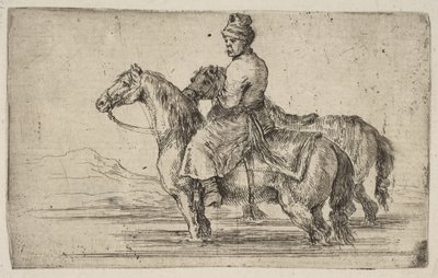 En polsk brudgom badende heste, ca. 1662. af Stefano della Bella