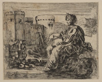 Amphion, fra Game of Mythology Jeu de la Mythologie, 1644. af Stefano della Bella