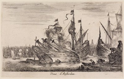 Udsigter over havne (Vues de ports de mer): Udsigt over Amsterdam af Stefano della Bella