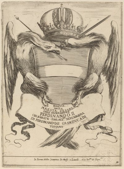 Våben med en dedikation til storhertug Ferdinand II. af Stefano della Bella