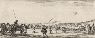 Other Cannon Driving, (ætsning på bundet papir) af Stefano della Bella