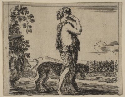 Bacchus, fra Game of Mythology Jeu de la Mythologie, 1644. af Stefano della Bella