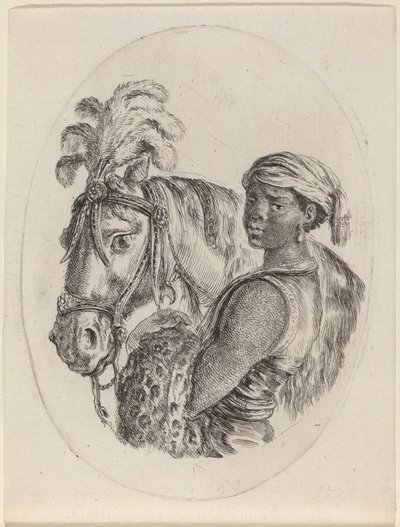 Sort brudgom med en arabisk hest af Stefano della Bella