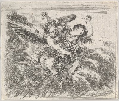 Boreas og Orithyia, fra Game of Mythology Jeu de la Mythologie, 1644. af Stefano della Bella