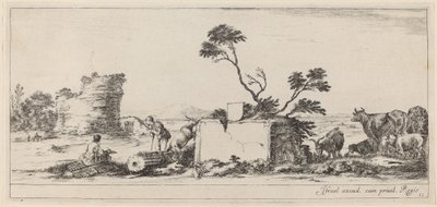 Campagna-scene med kunstnerskitser, i eller før 1647. af Stefano della Bella