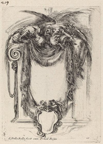 Cartouche suspenderet fra lig, 1647. af Stefano della Bella
