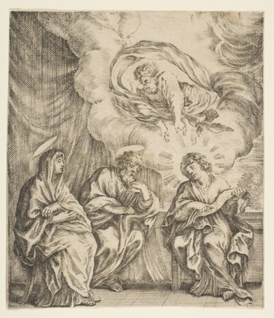 Jesusbarnet forklarer skrifterne til sin mor og St. Joseph, ca. 1627. af Stefano della Bella