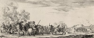 Choc de Cavalrie (ætsning på bindet papir) af Stefano della Bella
