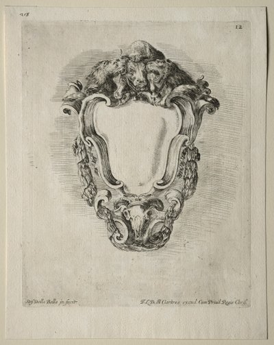 Samling af forskellige caprices og nye designs af kartoucher og ornamenter: nr. 12. af Stefano della Bella