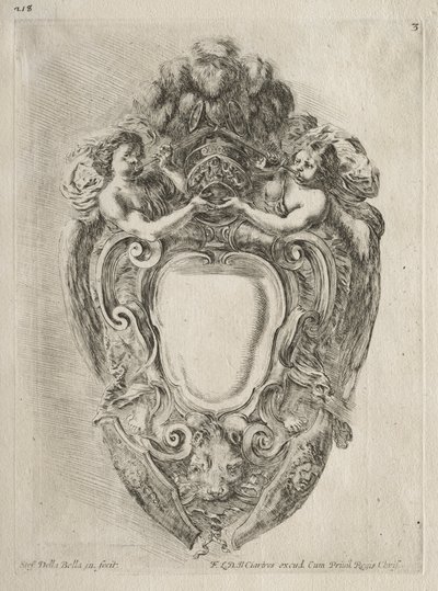 Samling af forskellige Caprices og nye designs af kartoucher og ornamenter: nr. 3 af Stefano della Bella