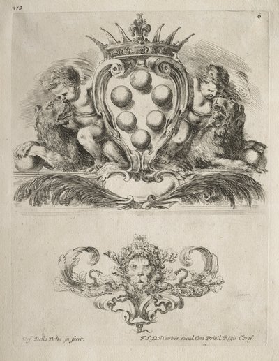 Samling af forskellige Caprices og nye designs af kartoucher og ornamenter: nr. 6 af Stefano della Bella