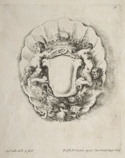 Samling af forskellige caprices og nye designs af kartoucher og ornamenter: nr. 7. af Stefano della Bella