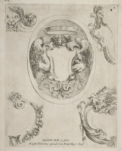 Samling af forskellige caprices og nye designs af kartoucher og ornamenter: nr. 8. af Stefano della Bella