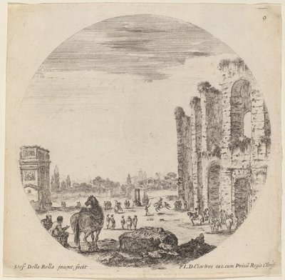Colosseum og Konstantinbuen af Stefano della Bella