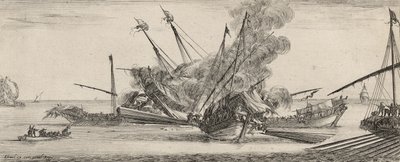 Combat Naval (ætsning på bundet papir) af Stefano della Bella