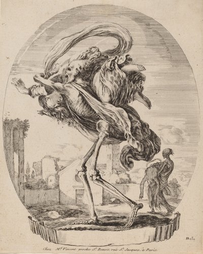 Død bærer en kvinde, sandsynligvis 1648. af Stefano della Bella