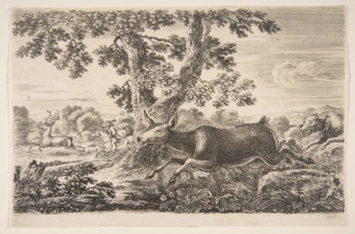 Hjortejagt, fra Animal hunts Jagt på forskellige dyr, ca. 1654. af Stefano della Bella