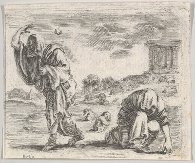 Deucalion og Pyrrha, fra Game of Mythology Jeu de la Mythologie, 1644. af Stefano della Bella