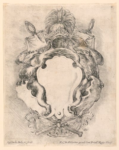 Skjold, nr. 4 fra "Samling af forskellige luner og ni opfindelser af mapper og ornamenter" af Stefano della Bella