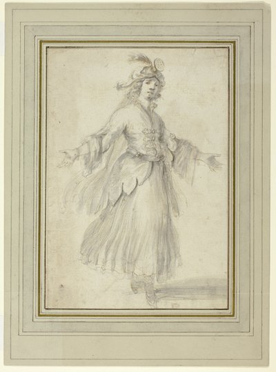 Kvindelig danser i et eksotisk kostume af Stefano della Bella