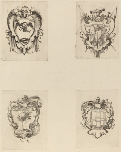 Fire emblemer til begravelsen af prins Francesco de Medici af Stefano della Bella