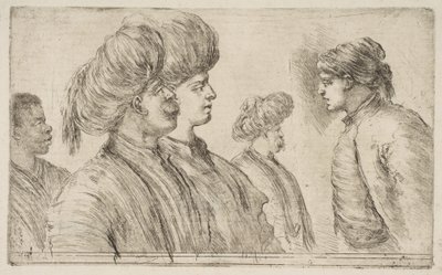 Fire tyrkere og en sort mand, ca. 1662. af Stefano della Bella