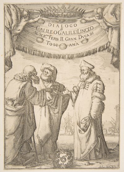Frontispice for Dialog af Galileo Galilei, 1632. af Stefano della Bella