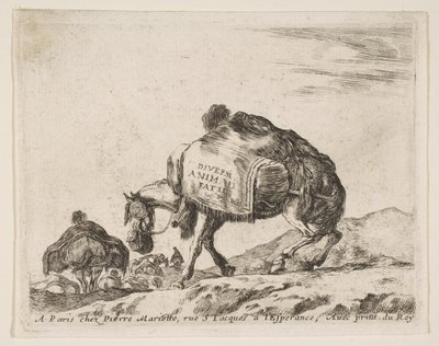 Frontispice til forskellige dyr: Pakhest, ca. 1641. af Stefano della Bella