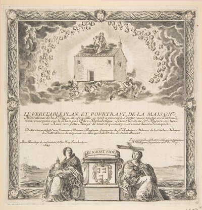 Frontispice til The True Plan and Portrait of the House of Ste. Jomfru, 1649. af Stefano della Bella
