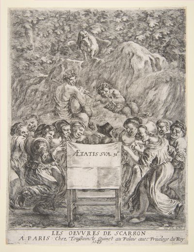 Frontispice til Les Oeuvres de Scarron, 1649. af Stefano della Bella