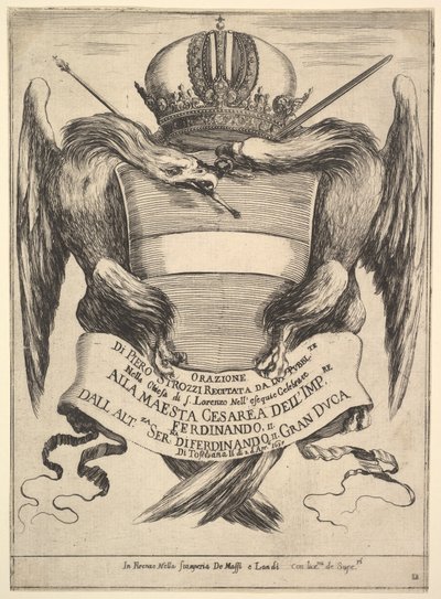 Frontispice til begravelsen af kejser Ferdinand II Esequie dellimperadore Ferdinando..., 1637. af Stefano della Bella