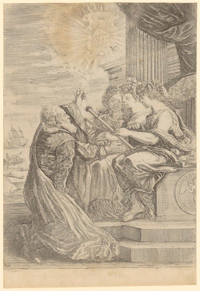 Galileo foran personificeringerne af astronomi, perspektiv og matematik af Stefano della Bella