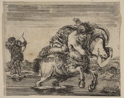 Hercules og Deianira, fra Game of Mythology Jeu de la Mythologie, 1644. af Stefano della Bella