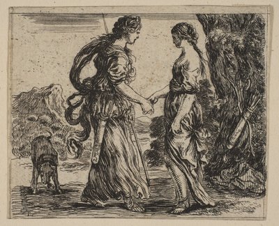 Jupiter og Callisto, fra Game of Mythology Jeu de la Mythologie, 1644. af Stefano della Bella