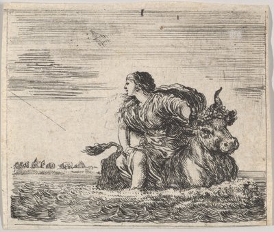 Jupiter og Europa, fra Game of Mythology Jeu de la Mythologie, 1644. af Stefano della Bella