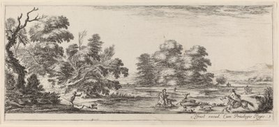 Landskab med hjortejagt, i eller før 1647. af Stefano della Bella