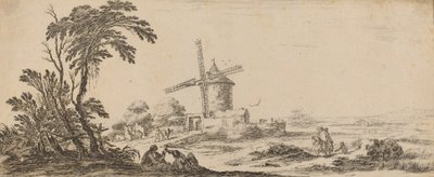 Landskab med vindmølle, i eller før 1647. af Stefano della Bella