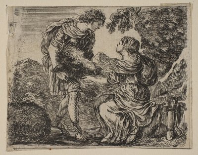 Meleager og Atalanta, fra Game of Mythology Jeu de la Mythologie, 1644. af Stefano della Bella