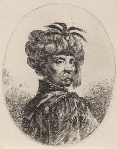 Fortøj i en turban trimmet med fem fjer, 16491650. af Stefano della Bella