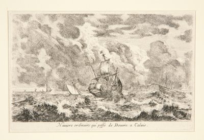 Et almindeligt skib, der sejler mellem Douvre og Calais, fra serien Vues de ports de mar (Udsigt over søhavne) af Stefano della Bella